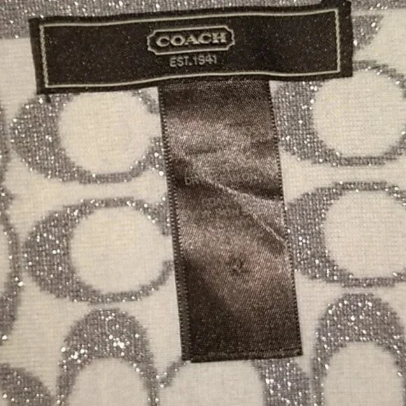 Coach Signature Silver Wool Monogram Logo Reversible Scarf - Picture 3 of 3